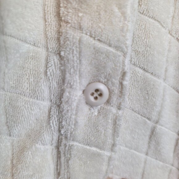 Monrow Women's Terry Cloth Button-Up Shirt Short Sleeves Oversize Ivory Small - Picture 8 of 14